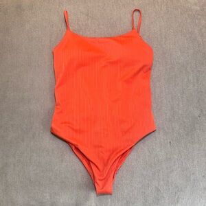 Zingara Orange Ribbed Low Back One Piece Swimsuit